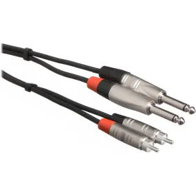 Hosa HPR-003X2 Dual 1/4" TS Male to Dual RCA Male Stereo Audio Cable - 3'