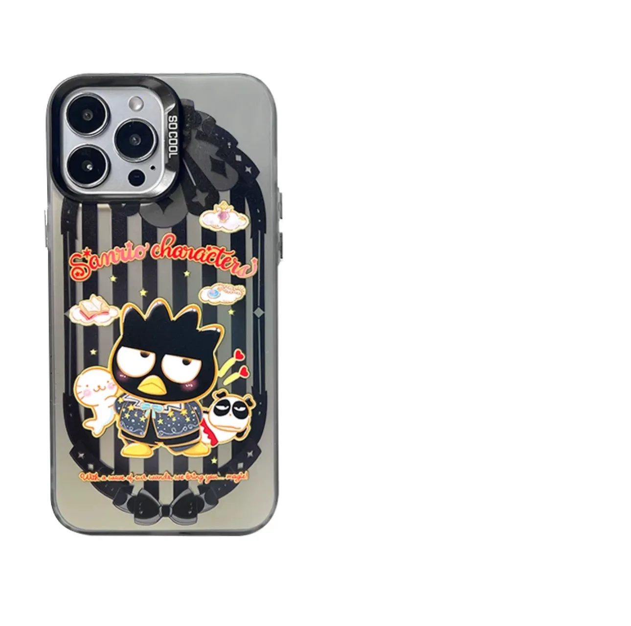 Japanese Cartoon Sanrio Magic School | Bad Badtz Maru XO Laser Colour Clear - iPhone Case 11 12 13 14 15 16 Pro Promax