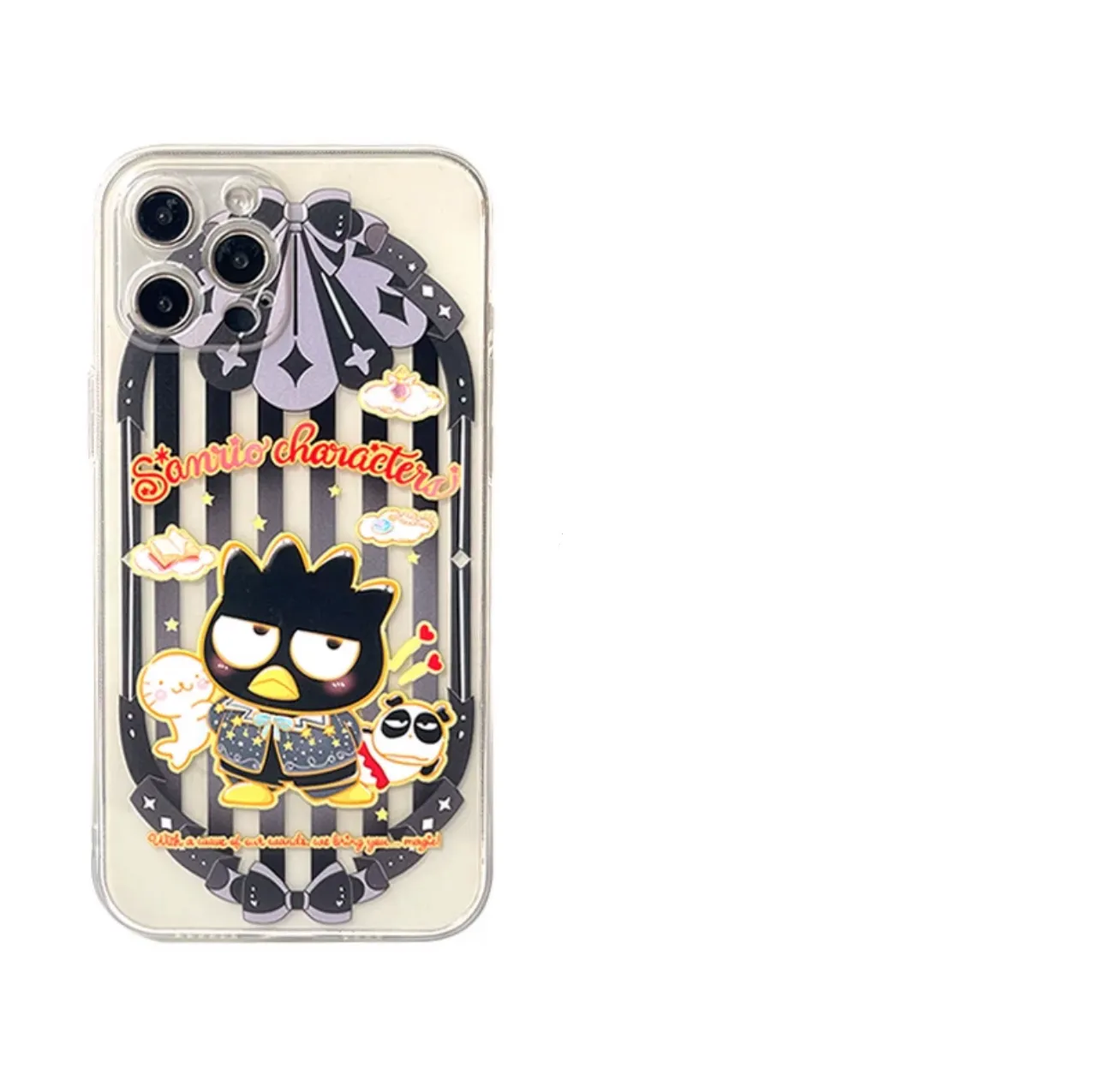 Japanese Cartoon Sanrio Magic School | Bad Badtz Maru XO Laser Colour Clear - iPhone Case 11 12 13 14 15 16 Pro Promax