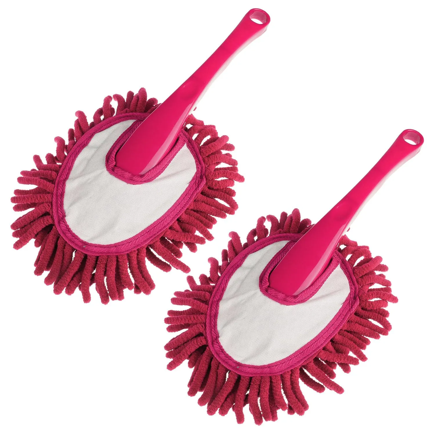 Kuber Industries Car Duster | Cleaning Duster with Handle | Dust Cleaning Brush | Kitchen Cleaning Brush | Car Dashboard Brush | Dry-Wet Cleaning Brush | Small | Pack of 2 | Pink