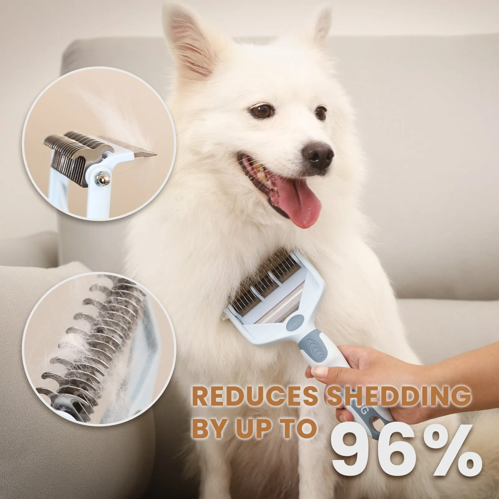 Laifug 2-in-1  Dog Knotting and Dehairing Comb, Double-sided Head Design