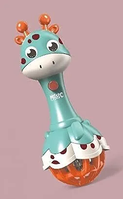 MANAKI ENTERPRISE Animal Musical Rattle Stick Toy for Kids Toy with Teether, Light & Sound Toy for Babies Toy – Random Color (Pack of 1) (Giraffe Animal Rattle - 1 pc only)