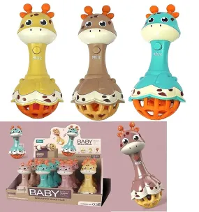 MANAKI ENTERPRISE Animal Musical Rattle Stick Toy for Kids Toy with Teether, Light & Sound Toy for Babies Toy – Random Color (Pack of 1) (Giraffe Animal Rattle - 1 pc only)