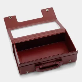 Maroon Cassette Storage Carrying Case with Handle