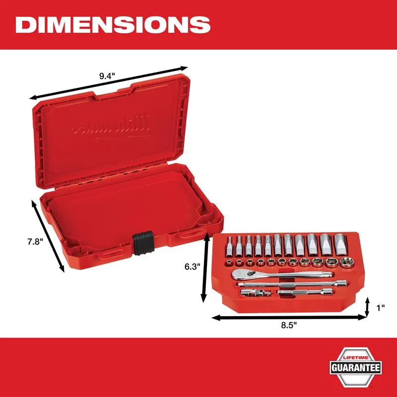 Milwaukee 1/4 in. drive SAE Ratchet and Socket Set 90 teeth