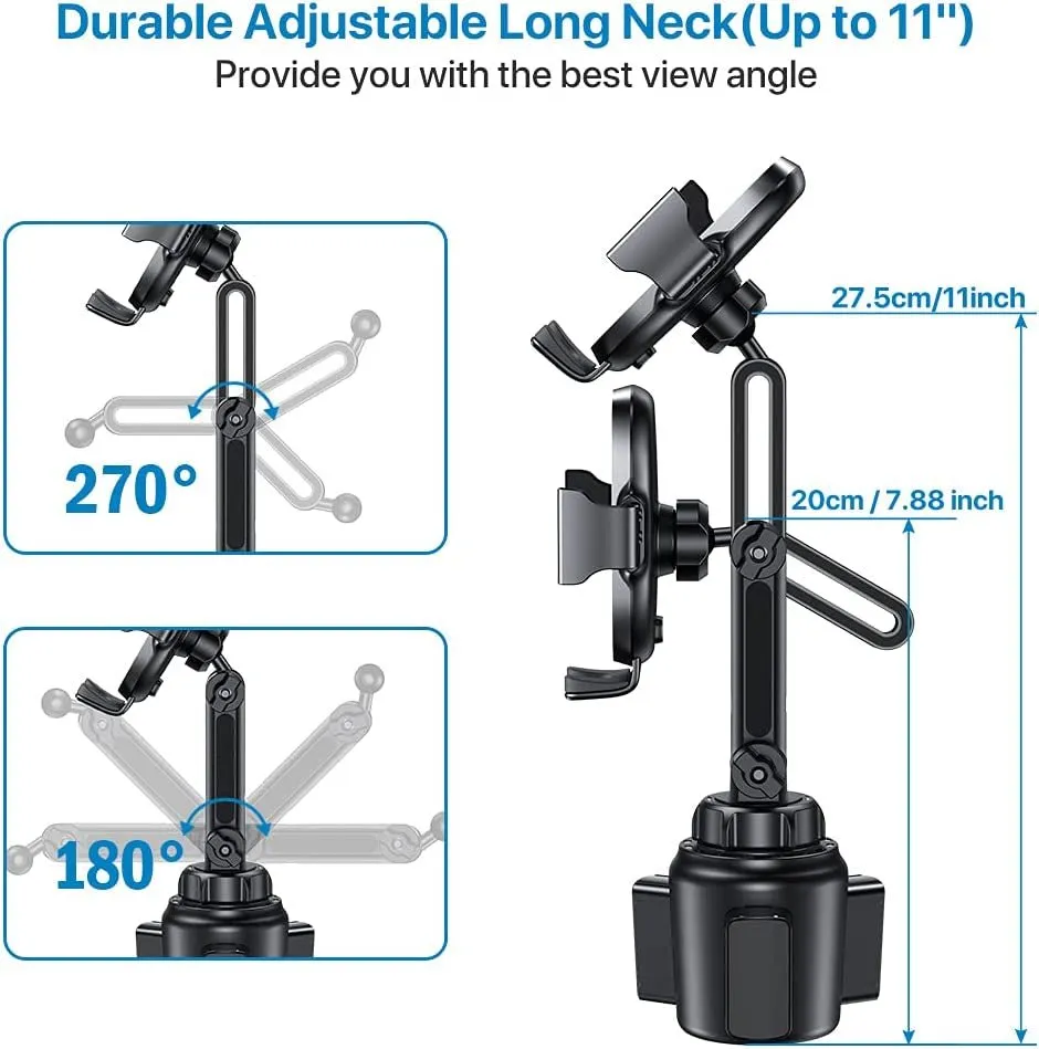 Miracase [Upgraded Version] Cup Phone Holder for Car, Universal Adjustable Long Neck Car Cup Holder Phone Mount Cradle Friendly Compatible with Iphone Samsung Google and All Smartphones