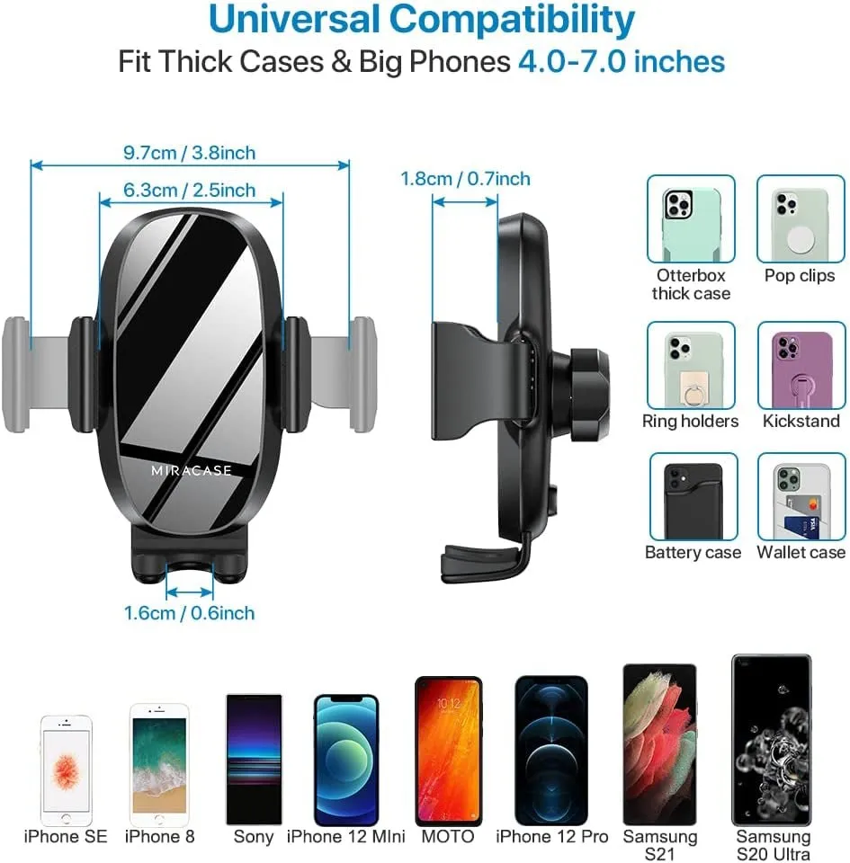 Miracase [Upgraded Version] Cup Phone Holder for Car, Universal Adjustable Long Neck Car Cup Holder Phone Mount Cradle Friendly Compatible with Iphone Samsung Google and All Smartphones