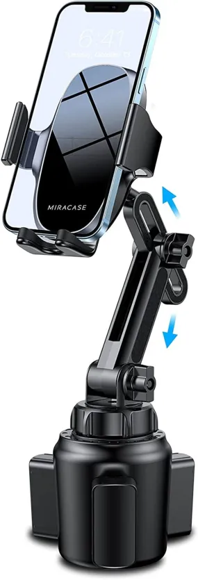 Miracase [Upgraded Version] Cup Phone Holder for Car, Universal Adjustable Long Neck Car Cup Holder Phone Mount Cradle Friendly Compatible with Iphone Samsung Google and All Smartphones