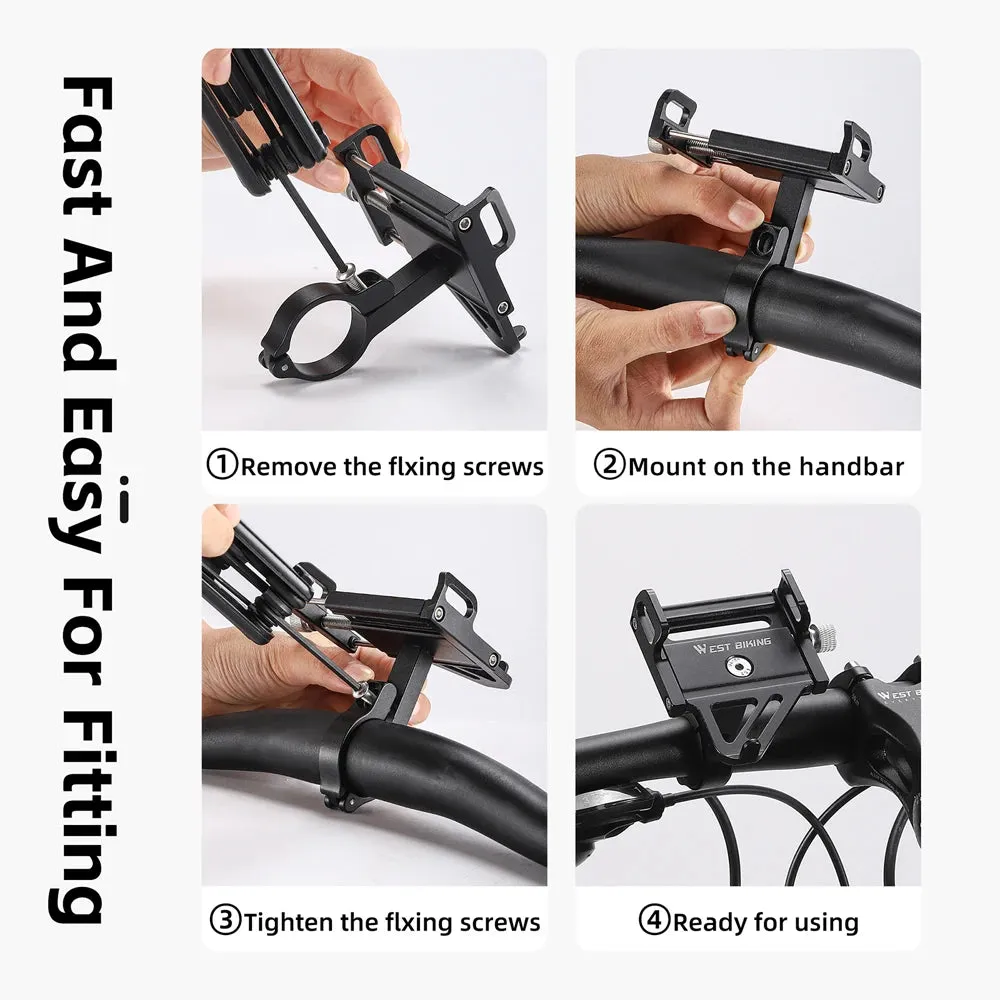 MobilePhone Holder Bicycle Mobile Phone Navigation Fixed Bracket Bike Handlebar Aluminum Alloy Mobile Phone Rack Support