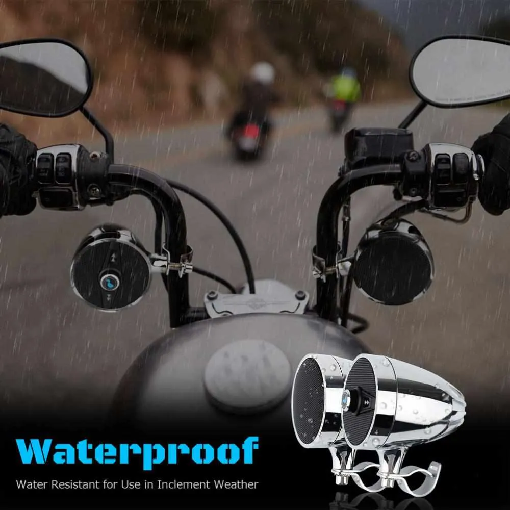 Motorcycle MP3 Music audio Player Bluetooth Speakers - Waterproof portable Stereo with FM Radio Tuner