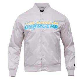 NFL LOS ANGELES CHARGERS TEAM BIG LOGO MEN'S SATIN JACKET (SILVER)