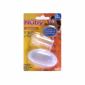 NUBY Soft silicon oral massager & tooth brush with storage case - 3 m