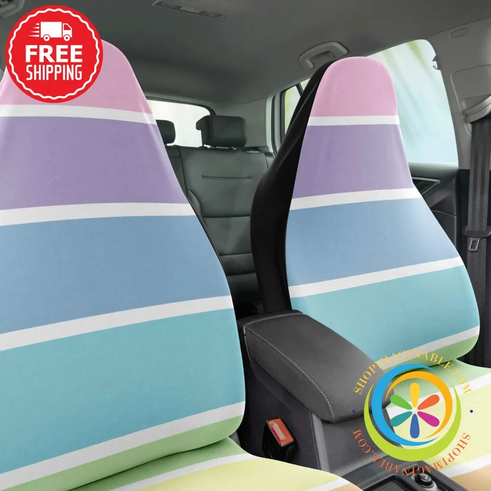 Pastel Striped Sunset Car Seat Covers