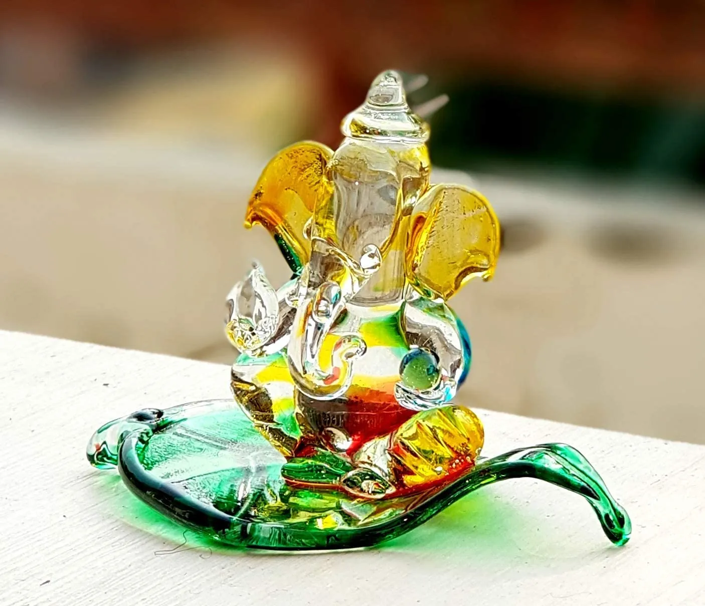 RADHEYKE Crystal Glass Ganesha Idol for Home, Office and Car Dashboard Accessories Ganesh God Idol Ganesh Ji Murti God Statue God Vinayagar Statue Desk Decoration Desk Decoration Items