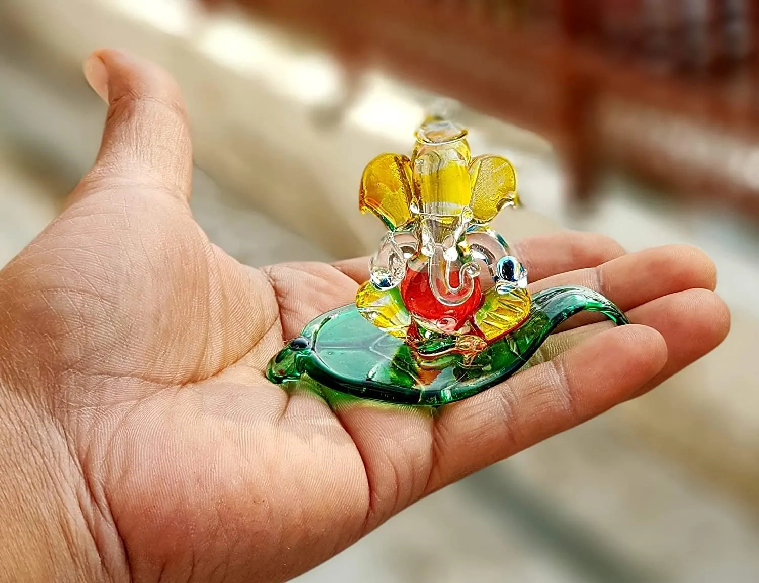 RADHEYKE Crystal Glass Ganesha Idol for Home, Office and Car Dashboard Accessories Ganesh God Idol Ganesh Ji Murti God Statue God Vinayagar Statue Desk Decoration Desk Decoration Items