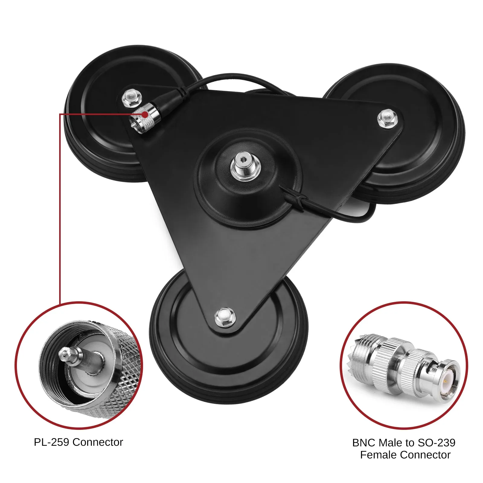 Radioddity M916 Heavy Duty Antenna Magnet Mount | SO-239 Connection | 4M/157’’ Long | RG-58AU Coaxial Cable