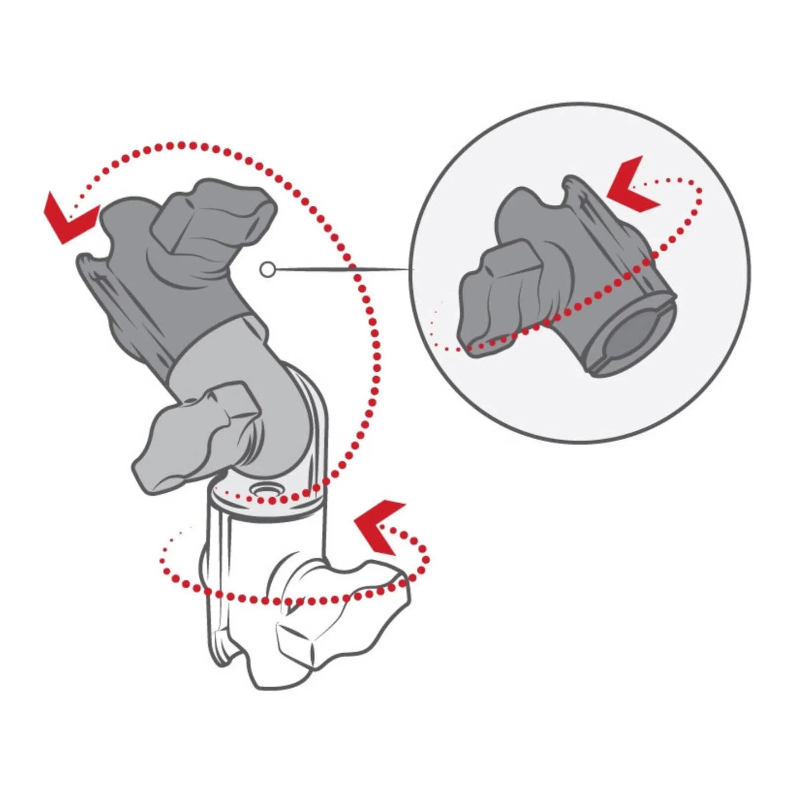 RAM COMPOSITE DOUBLE SOCKET SWIVEL & RATCHET ARM