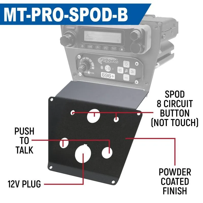 Rugged Radios Lower Accessory Panel - SPOD Touchscreen - Polaris RZR PRO XP/RZR Turbo R/RZR PRO R Dash Mount Radio/Intercom