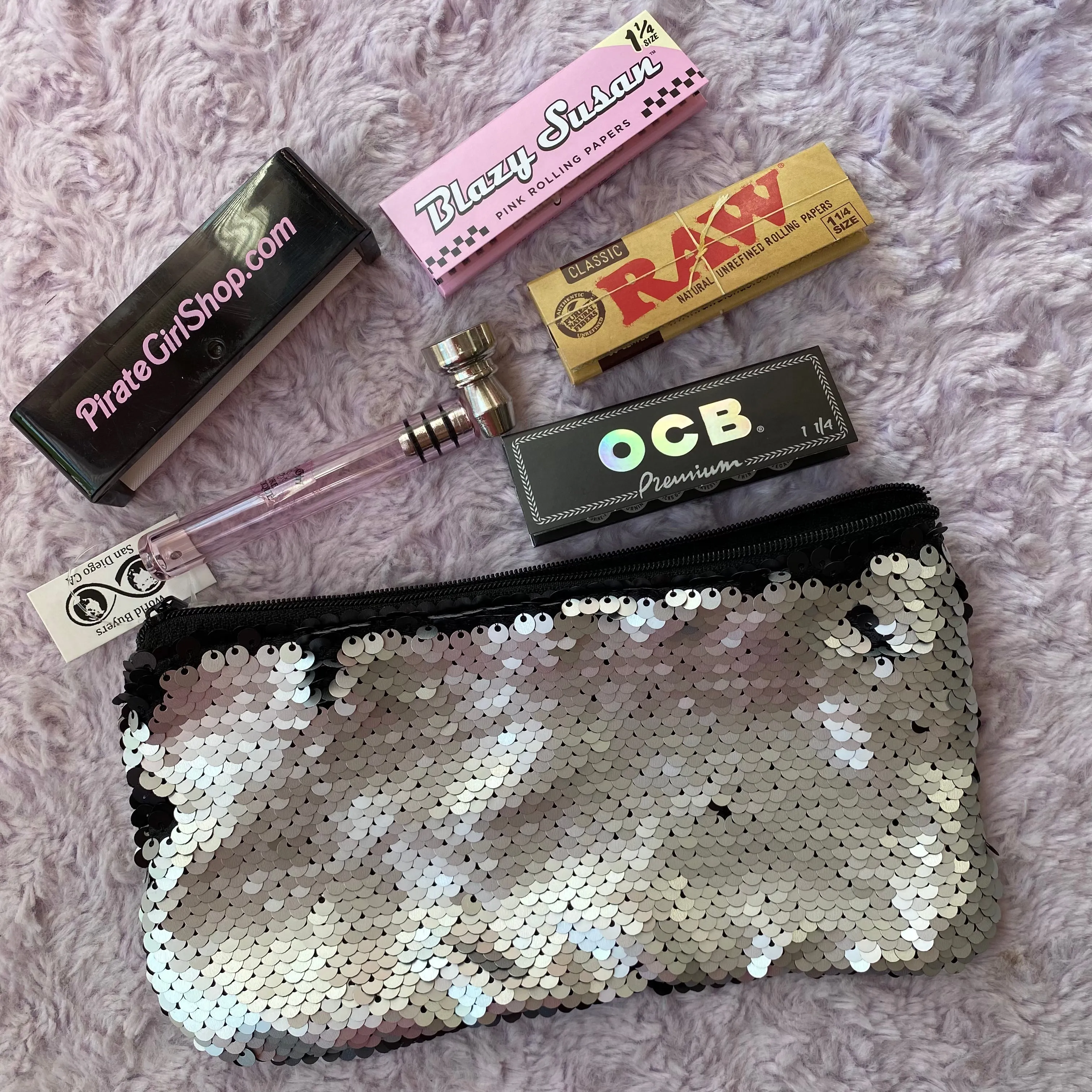 Silver Sequin Rolling Set