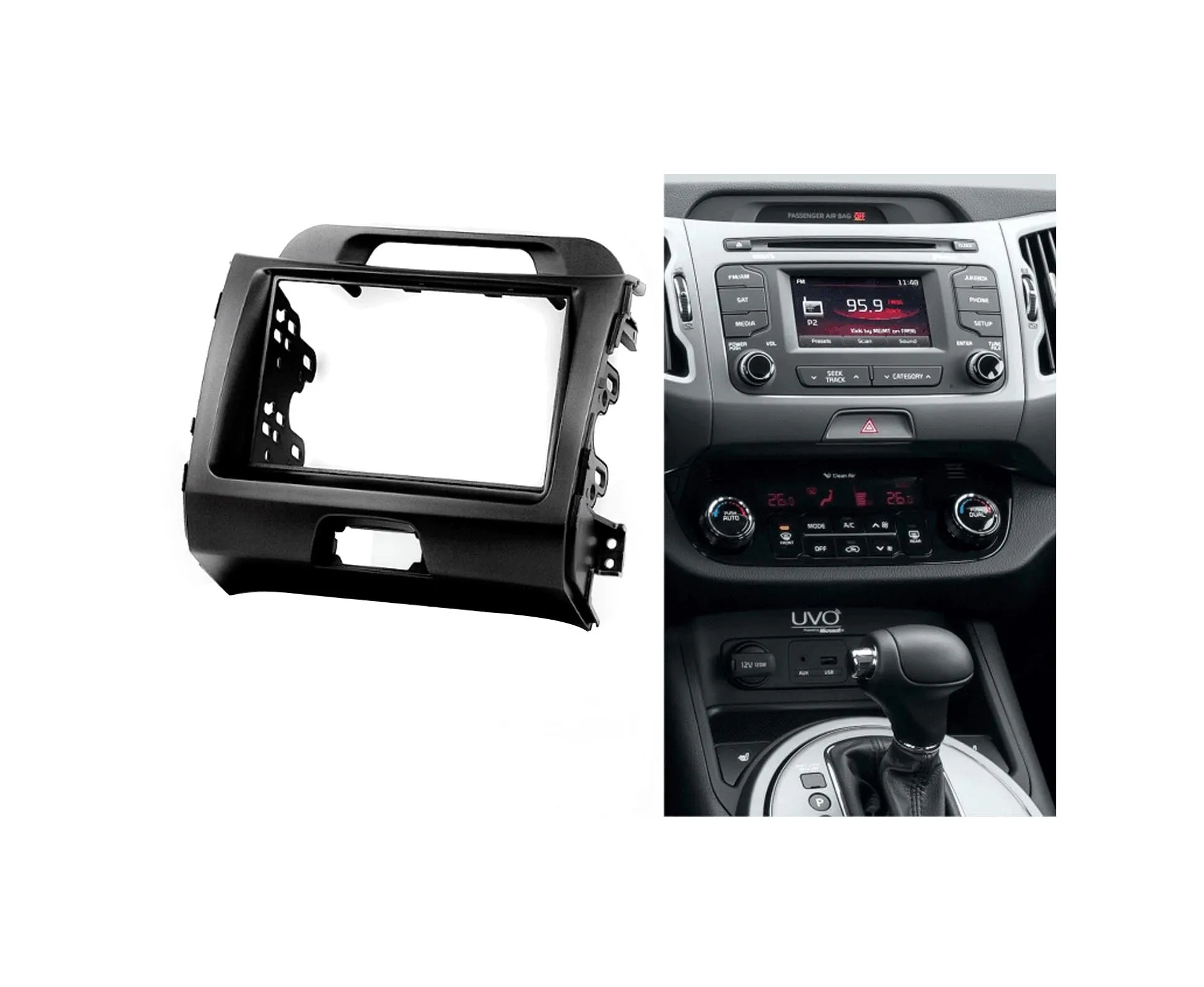 (SL) 2010-2016 Double Din Trim Plate for Kia Sportage