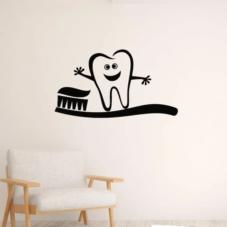 SnappySticker Clinic Children's Dentistry Teeth Wall Sticker PVC Vinyl Easy to Stick (27 X 47)