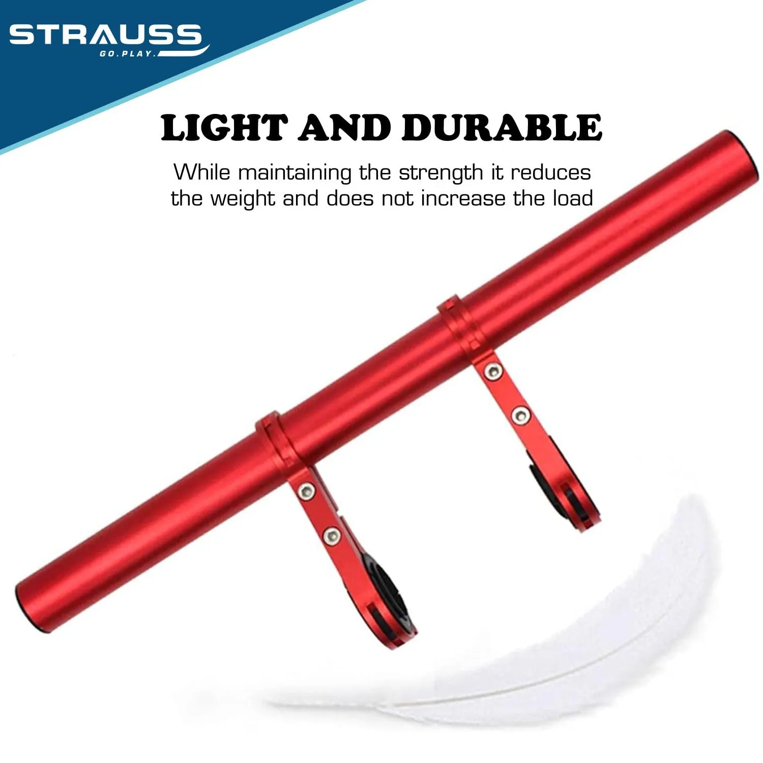 STRAUSS Cycle Handle Bar Extender | Lightweight Durable Bicycle Handle Bar Extension Bracket | Ideal For Holding Motorcycle & E-bike Lamp Speedometer, GPS Phone | Cycling Accessories,(Red)