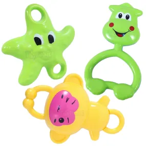 Toyshine Pack of 3 Rattle Set with Teathers for New Born Babies, Toy for Babies, Non-Toxic (Model C)