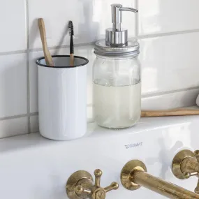 Traditional White Enamel Toothbrush Holder