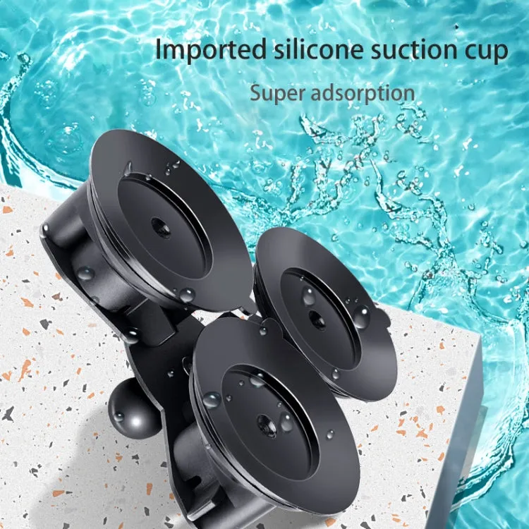 Triangle Suction Cup Mount Holder with Tripod Adapter & Screw & Phone Clamp & Anti-lost Silicone Net for for GoPro, Insta360, DJI and Other Action Cameras, Smartphones(Black)