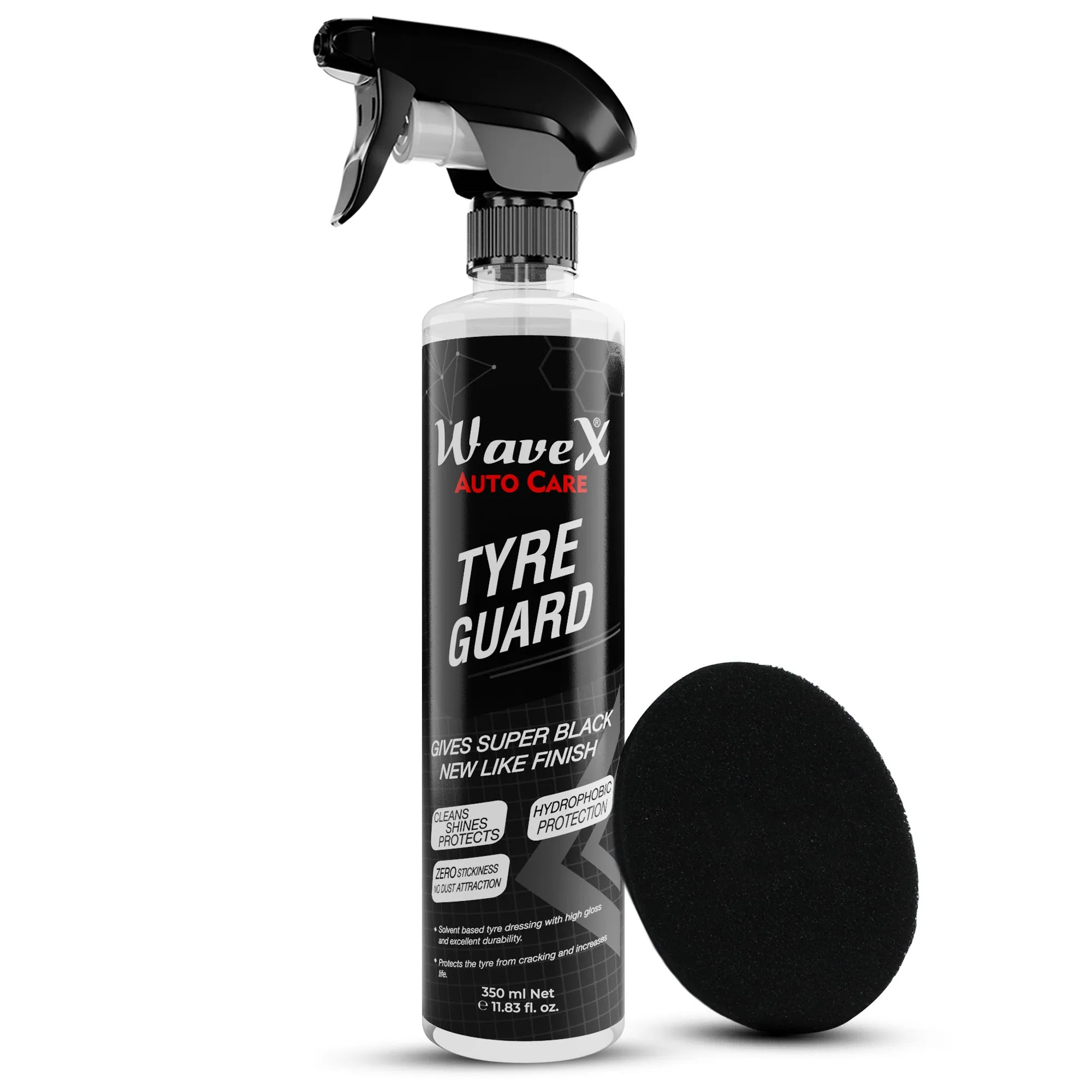 Tyre Polish and Cleaner Includes Tyre Polish 350ml, Tyre and Wheel Cleaner 350ml, Cleaning Brush, Microfiber Cloth and Foam Applicator