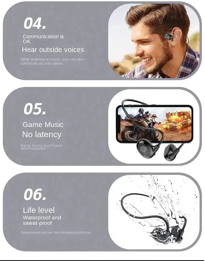 Xiaomi Bone Conduction Headphones Wireless Bluetooth 5.3 Waterproof Headset Stereo Over-Ear Sports Earphones Earbuds With Mic