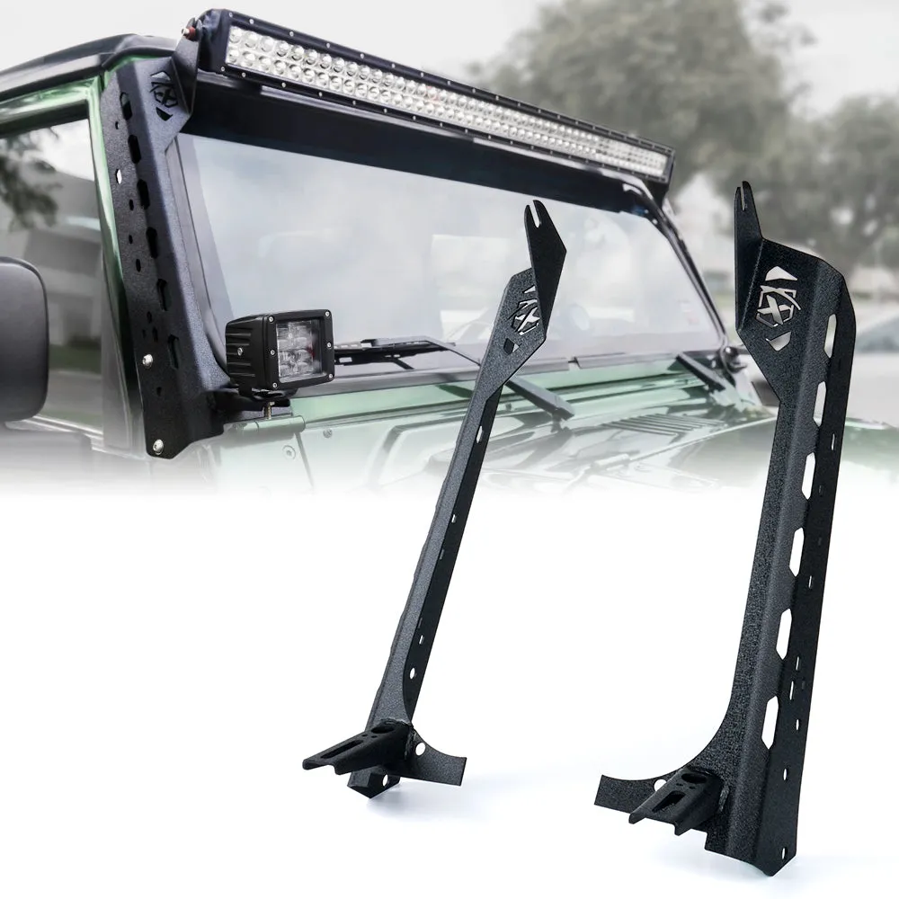 Xprite Mamba Series Front Windshield 50 Inch Light Bar Mounting Brackets w/ Lower bracket For 1997 - 2006 Jeep Wrangler TJ LJ